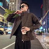 J186加绒/特P158控208插肩袖压条结构加绒暗花皮衣外套男2，男装皮衣，电商A256