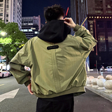 J168/特P148控198假两件拼接带针织帽夹克抽绳小伙酷帅外套男2，男装夹克，电商A256