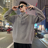 MC221/P98控138假两件连帽扣子拉链立领龙叨叨同款毛衣3，男装针织衫/毛衣，电商A256