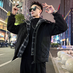 A210/P158控208 假两件格子棉衣上衣外套男2图片
