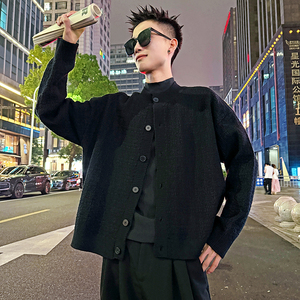 MC198/P118控158 简约毛衣树皮纹织法开衫针织外套男4图片