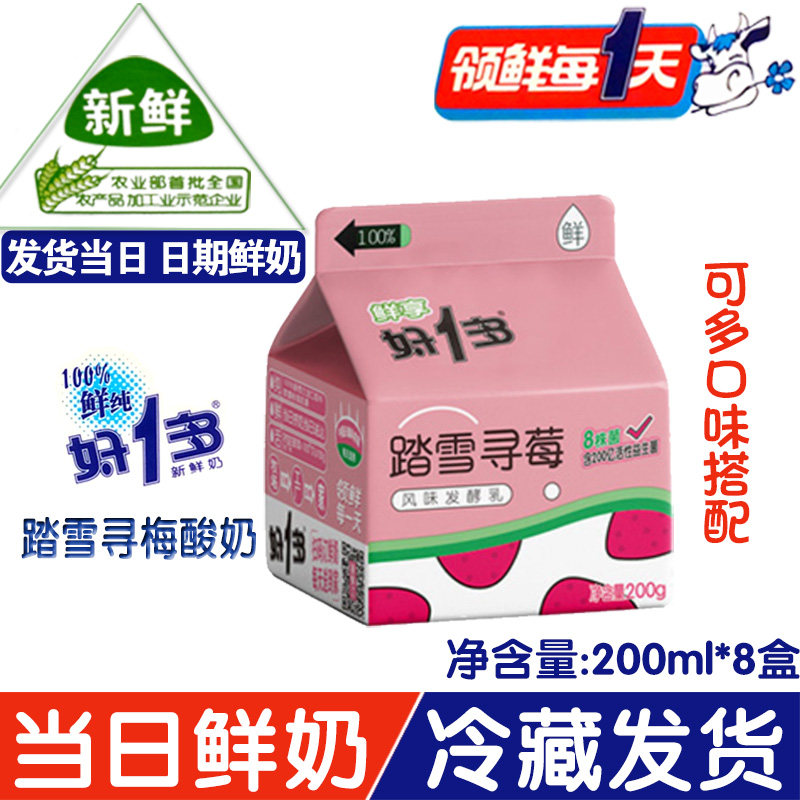 好1多好一多踏雪寻梅味酸奶 贵州牛奶巴氏鲜奶酸牛奶200ml*8盒