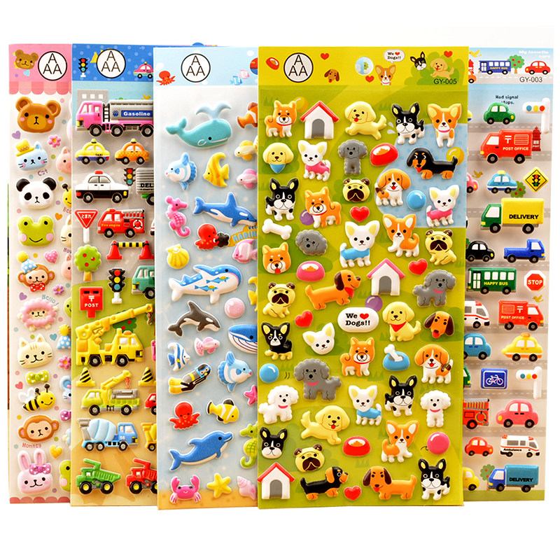 出口儿童贴纸恐龙动物交通工具汽车3D立体泡泡贴宝宝奖励粘贴画,玩具/童车/益智/积木/模型,贴纸,淘宝优惠券,粉丝福利购,淘宝优惠卷