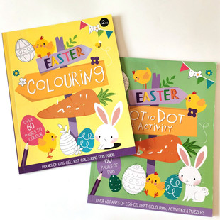 外贸复活节兔子彩蛋涂鸦 迷宫连线画卡通贴纸绘画涂色本益智玩具