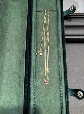 小红书爆款玫瑰红椭圆碎钻红宝石项链轻奢高级感锁骨链一件代发