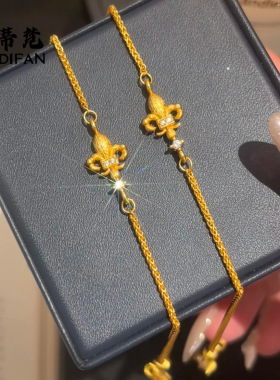 小红书爆款中古拉丝丝绒工艺点钻鸢尾花手链ins风高级感精致手链