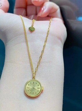 沙金饰品520 告白小金表项链女金店同款轻奢高级感金表吊坠首饰品