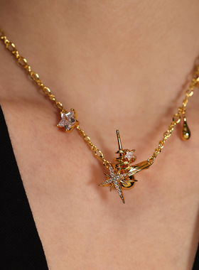 Boonee alus小众星芒环绕星轨闪耀星星甜酷项链女新款锁骨链