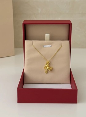 小红书爆款古法沙金马上有钱小马钱币流苏套链女轻奢精致项链