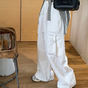 长裤 202新款 运动裤 束脚阔腿工装 女 高腰宽松直筒裤