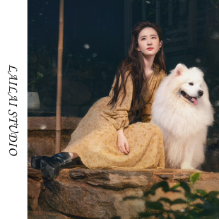 2026春新款法式温柔风V领长袖连衣裙女复古海边度假风碎花连衣裙