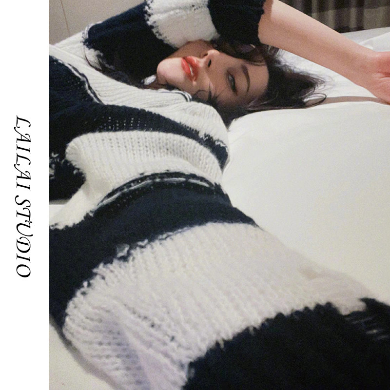 迪丽热巴同款宽松毛衣女慵懒风