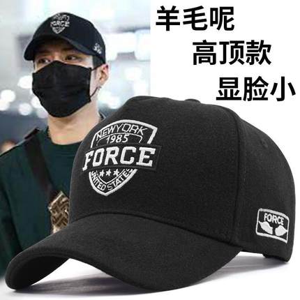 大头围帽子男女毛呢高顶棒球帽大脸显瘦宽帽檐硬顶潮牌大码鸭舌帽