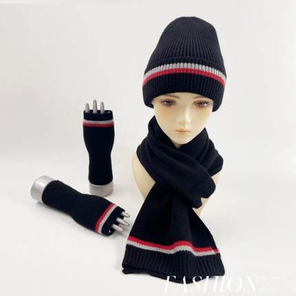 围巾帽子手套三件套装秋冬季保暖针织围脖女中学生2024新款毛线帽