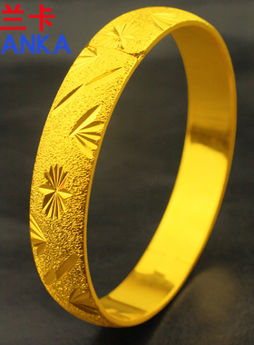 镀金镯子重 暗扣镀金手镯 时尚简约镀沙金手环星星手镯情人节礼物