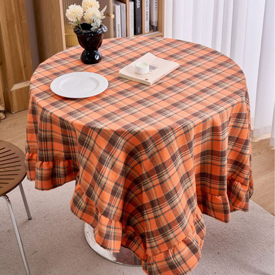 苏格兰调性毛呢格子桌布涤棉布艺