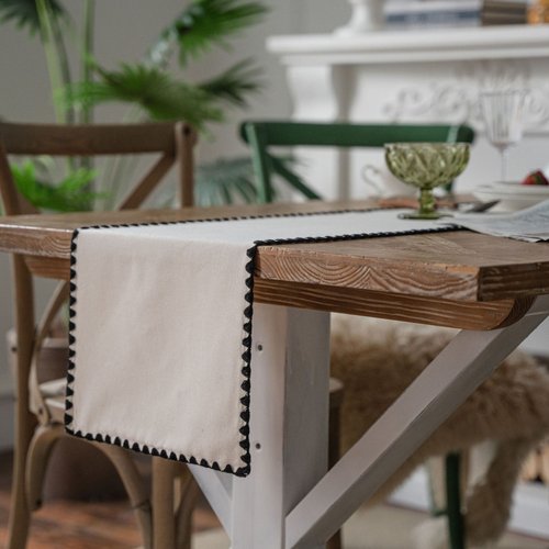 法式复古素色麻布桌旗简约餐桌垫