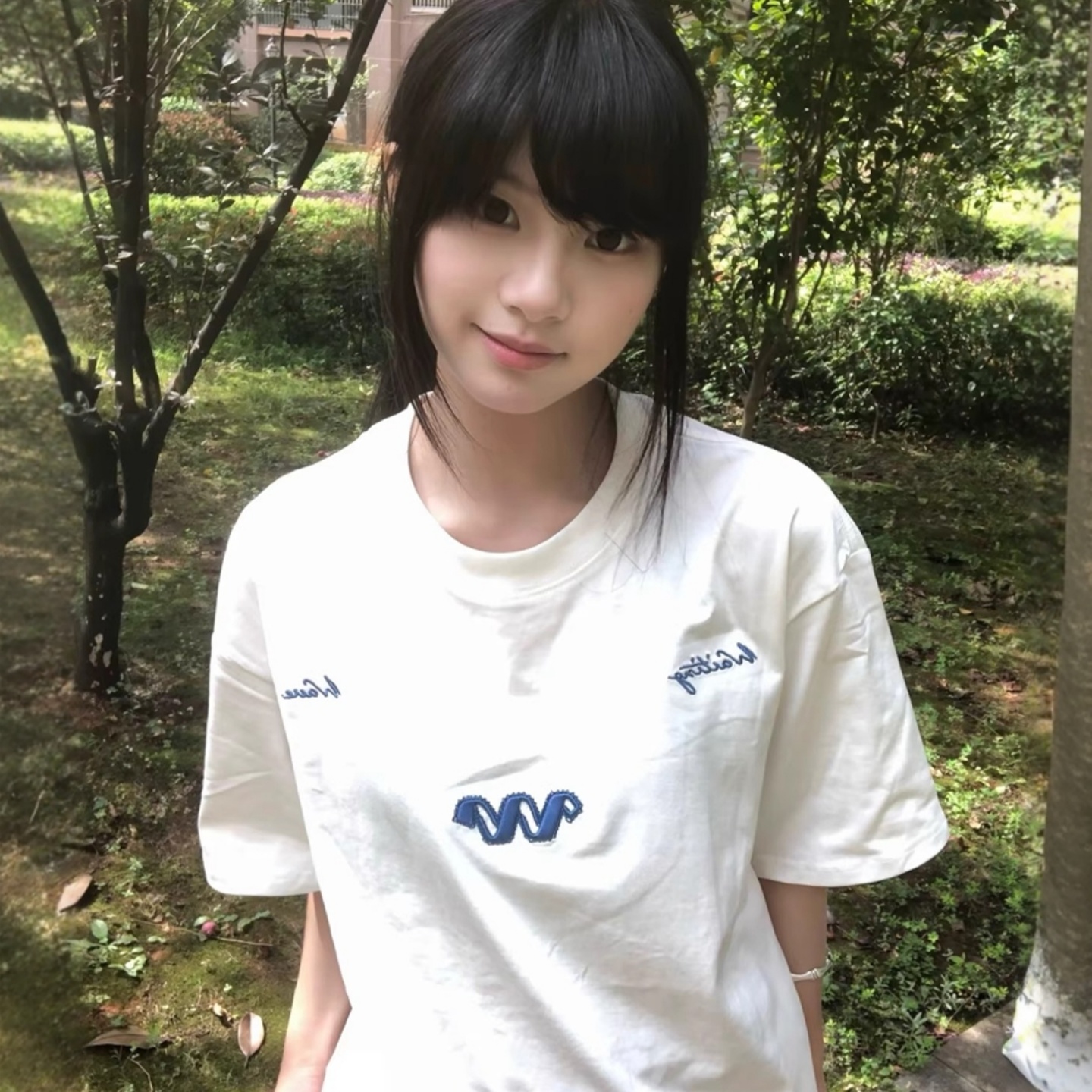 韩系宽松刺绣纯棉白色t恤短袖女
