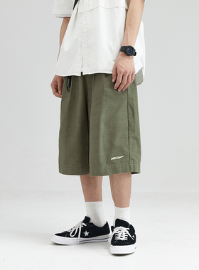 DRINK LIFE阔腿裤子运动裤男宽松直筒男夏季薄款工装裤短裤六分裤