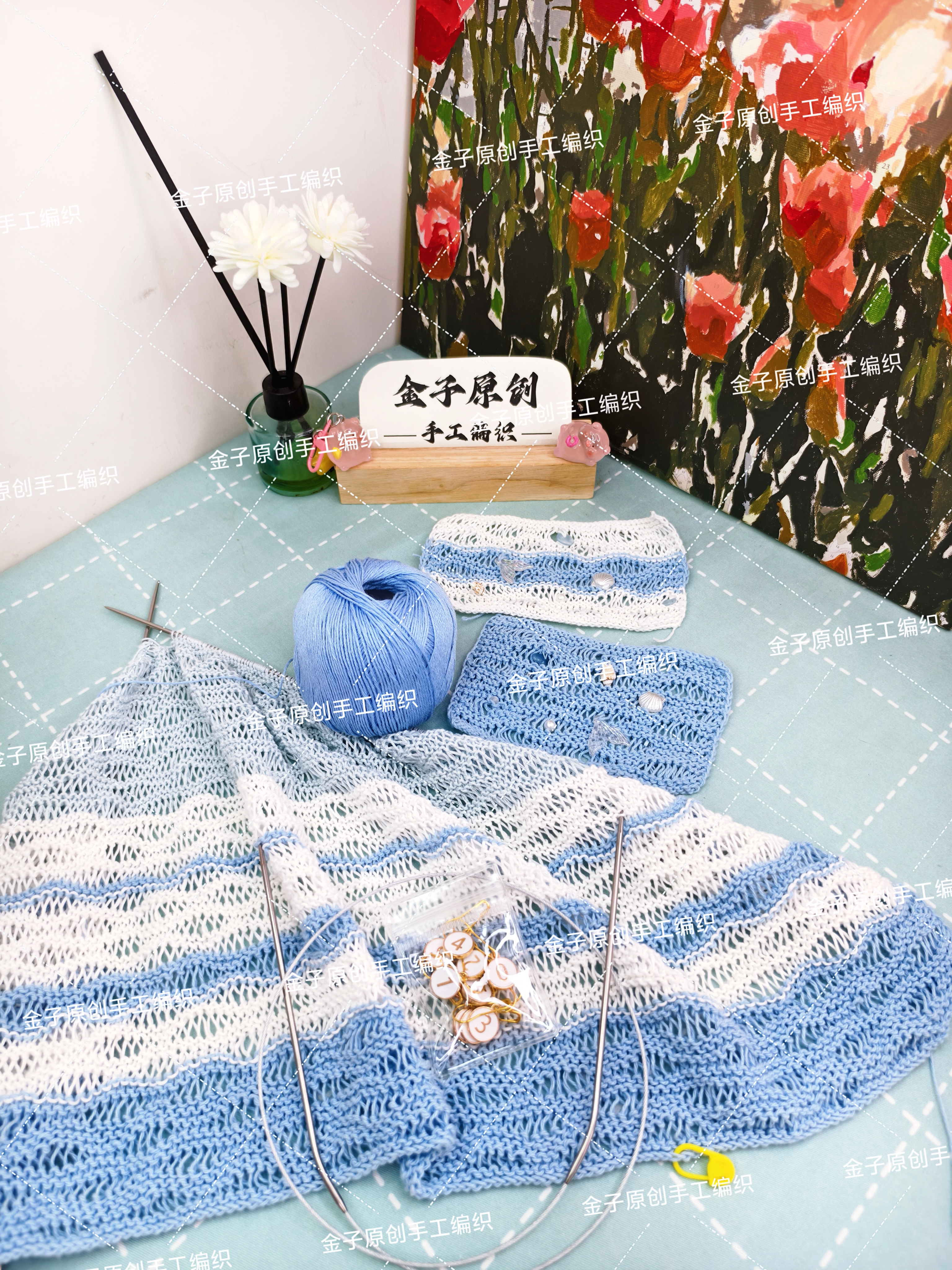 夏Tee棉麻蕾丝线材料包棒针diy针织衫材料包非成品需要自己织