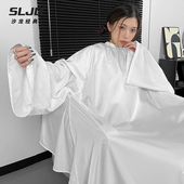 理发店潮高档专业美发不沾发剪头发围布发廊专用带袖 网红定制logo