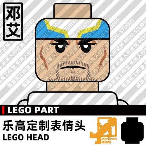 模迪高LEGO乐高积木第三方人仔表情头MOC定制三国无双 曹魏 邓艾