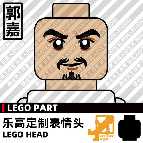 模迪高LEGO乐高积木第三方人仔表情头MOC定制94三国 曹魏 郭嘉