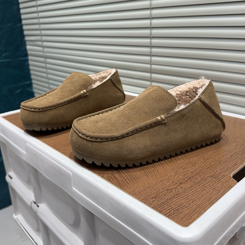真皮羊羔毛毛勃肯鞋女冬季加绒保暖一脚蹬懒人鞋百搭舒适乐福女鞋