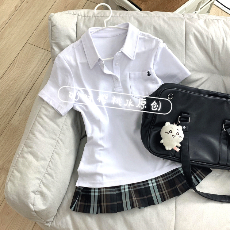 【铃音高】学院风原创日系简约polo衫短裤女校供感卫裤jk制服夏季