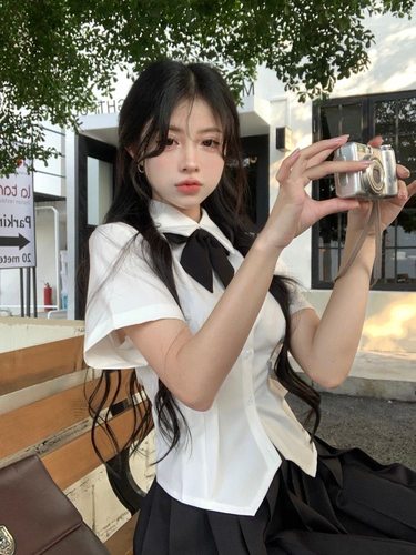 学院风jk制服白色衬衫女