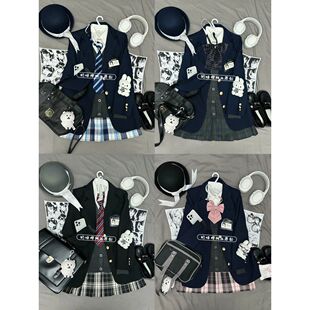秋冬jk制服针织开衫学院格裙套装日系毛衣长袖校供感短裙甜妹百搭