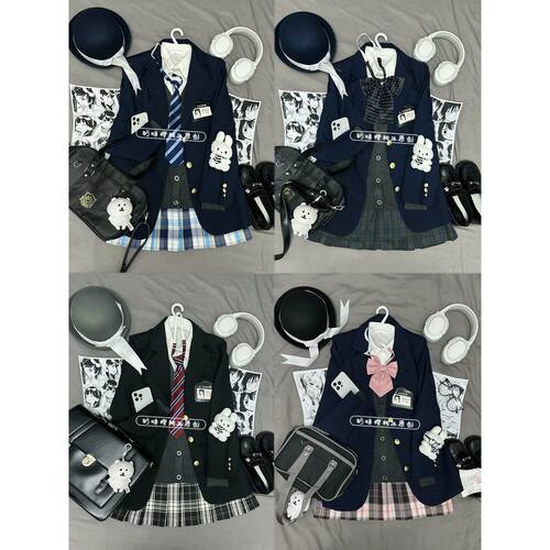 秋冬jk制服针织开衫学院格裙套装