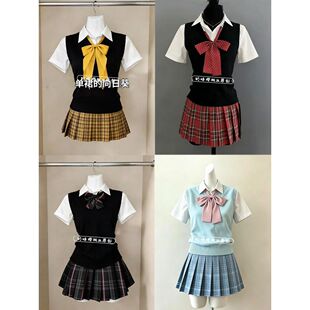 日系校园JK制服格裙校供针织衫套头马甲背心女可爱学院百褶裙套装