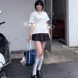 德兰西正版原创jk学院风制服套装女生夏季短袖收腰polo衫短袖上衣