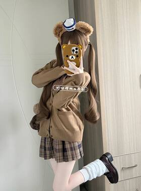 校园风小棕JK制服格裙叠穿毛衣
