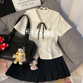 衬衫 原创jk制服套装 上衣女学生夏季 海军领正版 新款 学院风收腰短袖