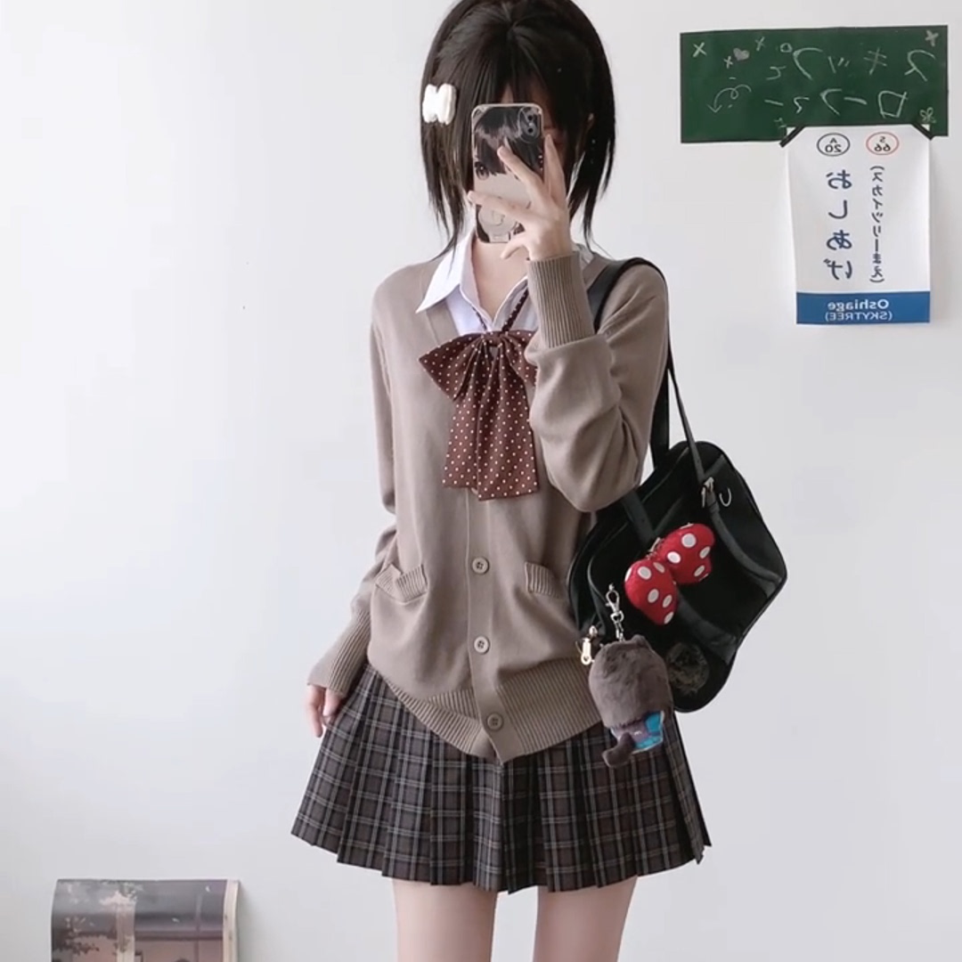 秋冬新色V领针织开衫毛衣女外套