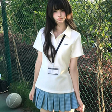 小岛jk收腰polo衫短袖女生日系原创校供感衬衣女夏季t恤刺绣上衣