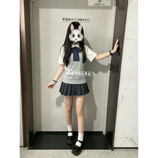 日系海苔JK格裙制服学院风套装格裙基础纯色马甲背心女学生百搭夏