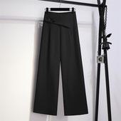2026新款 长裤 宽松显瘦高腰直筒西装 裤 黑色垂感阔腿裤 休闲裤 女春季