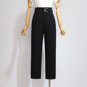 子 黑色西装 薄款 裤 小个子宽松显瘦高腰通勤百搭垂感职业西裤 女夏季