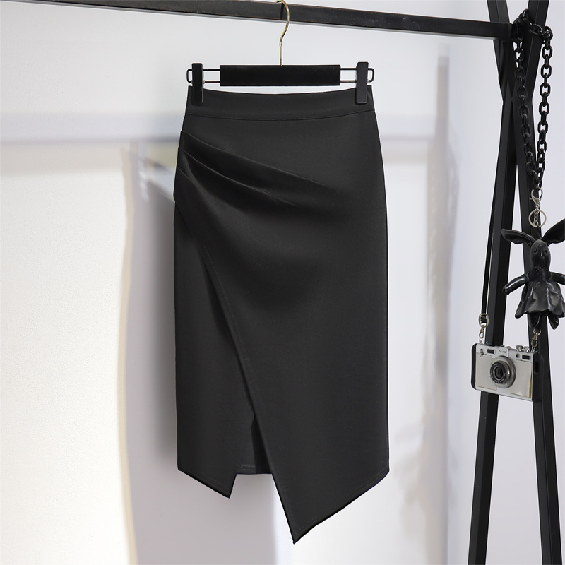 不规则弹力包臀半身裙女春秋设计感小众修身显瘦高腰开叉一步裙子