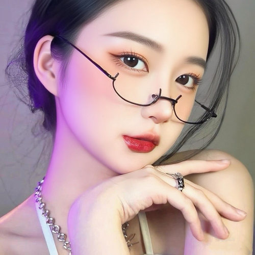 御姐纯欲伪娘半框眼镜女装大佬性感半截镜框ts男娘变装无镜片眼镜