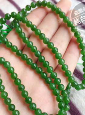 天然和田玉散珠正阳绿毛衣项链