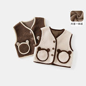 儿童马甲秋冬洋气宝宝马夹男童一体绒冬季 保暖背心婴儿坎肩外穿潮