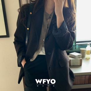 WFYO/2026春秋新款毛呢西装外套女韩版宽松休闲英伦风女式西服ins