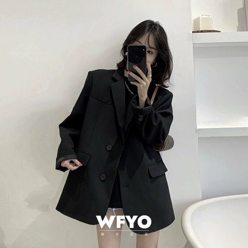 WFYO/韩版黑色小西装外套女休闲2026春秋新款小个子高级感西服ins