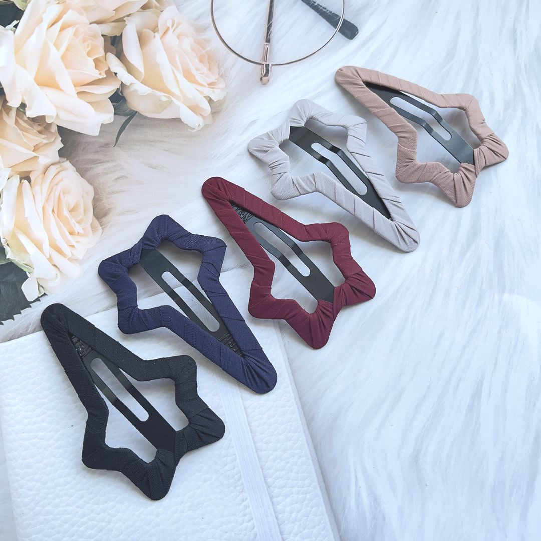 五角星布艺BB夹刘海夹发卡子