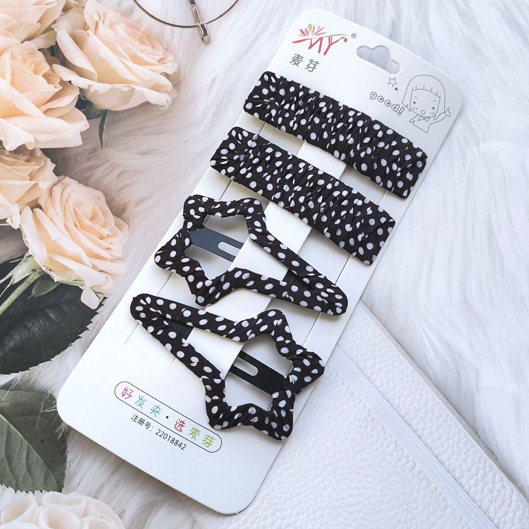 黑白波点缠布边夹布艺发夹网红
