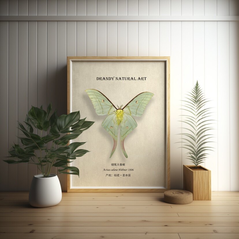 绿尾大蚕蛾宁波尾蚕蛾真实昆虫标本蝴蝶永久相框礼物